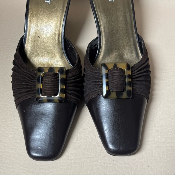 East 5th Womens Leather Slip-On Grace  Mule Heels Square Toe Size 7.5 - Picture 3 of 7